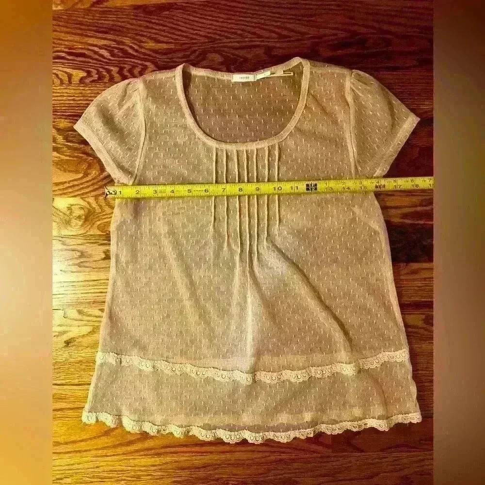 KIMCHI BLUE Overlay Top - Sz S - Sheer Mesh Blouse - Vintage / Made in USA - Picture 9 of 11